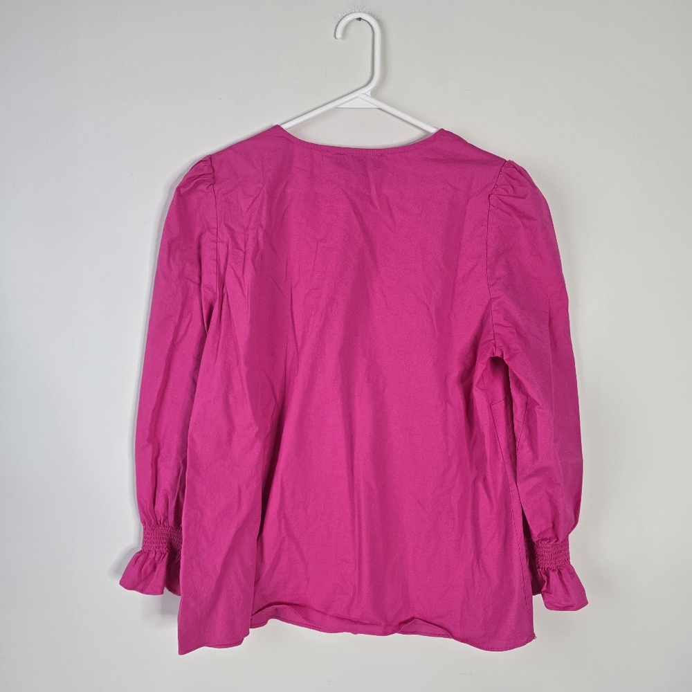 Pomander Place Easton Pink Long Sleeve V Neck Cotton Blouse XL - Picture 7 of 12
